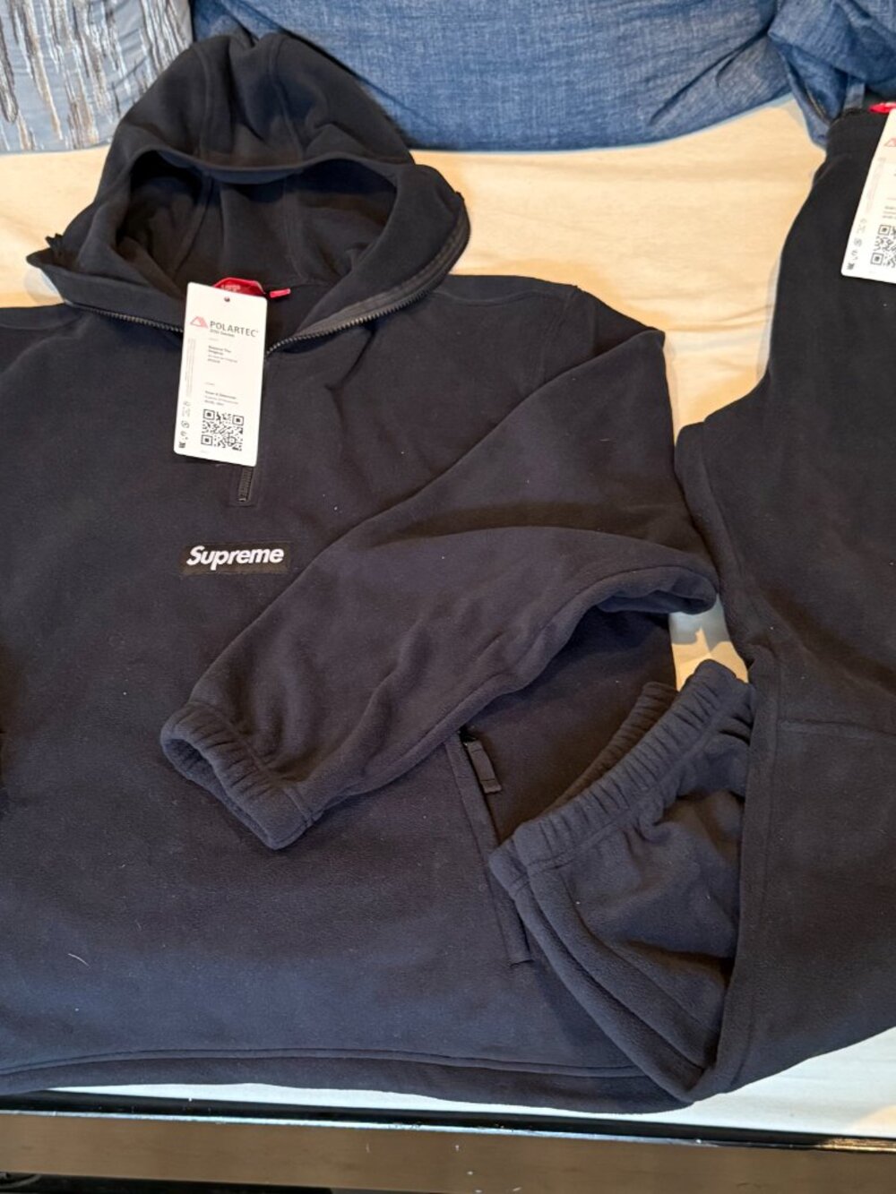 Supreme Polartec Facemask Half Zip Hooded Sweatshirt & Pants Set (FW25) – Black